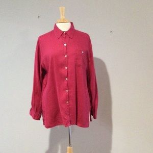 Chico's Deep Pink Button Front, Collared, Front Pocket Shirt Size 2/L/12